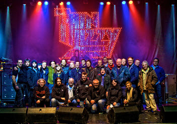 Thin Lizzy / FM / The Treatment - team photo - last night of tour - 11 Dec 2012 - by Al Barrow