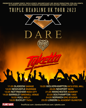 FM Tyketto Dare - May 2023 UK tour dates poster