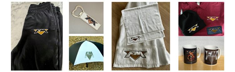 FM accessories - mugs, bottle opener, sweatpants and more