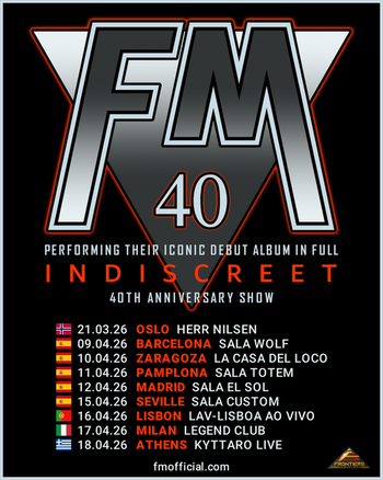 FM 2026 "Indiscreet" 40th Anniversary European tour poster